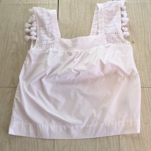 J. Crew white eyelet top with tassel trim sz 8